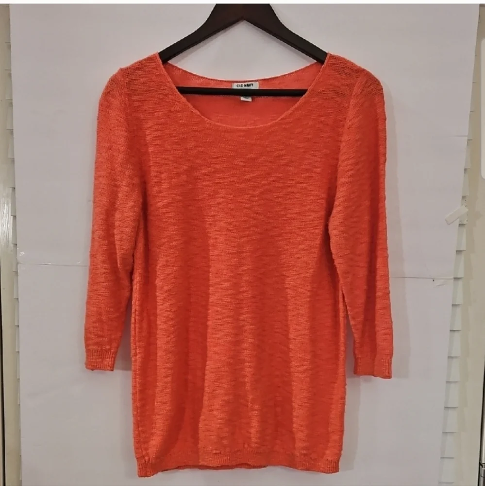 Old Navy Coral Textured Knit Sweater Womens Size Lg